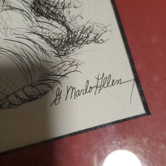 Vintage 1985 Yorkshire Terrier /  Yorkie Sketch G. Marlo Allen Print - Picture 3 of 6